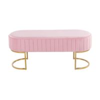 Demi Pleated Bench in Gold Steel, Pink Velvet by Lumisource