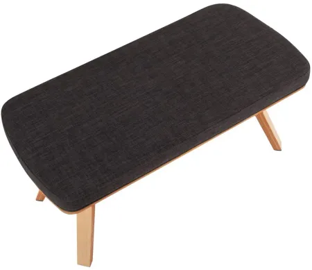 Folia Bench in Natural Wood, Charcoal Fabric by Lumisource