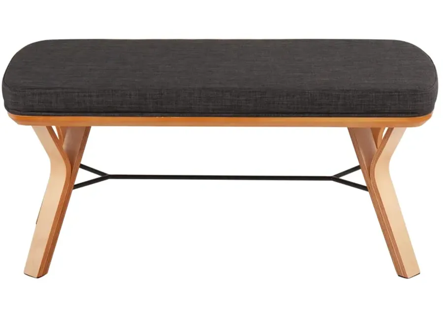 Folia Bench in Natural Wood, Charcoal Fabric by Lumisource