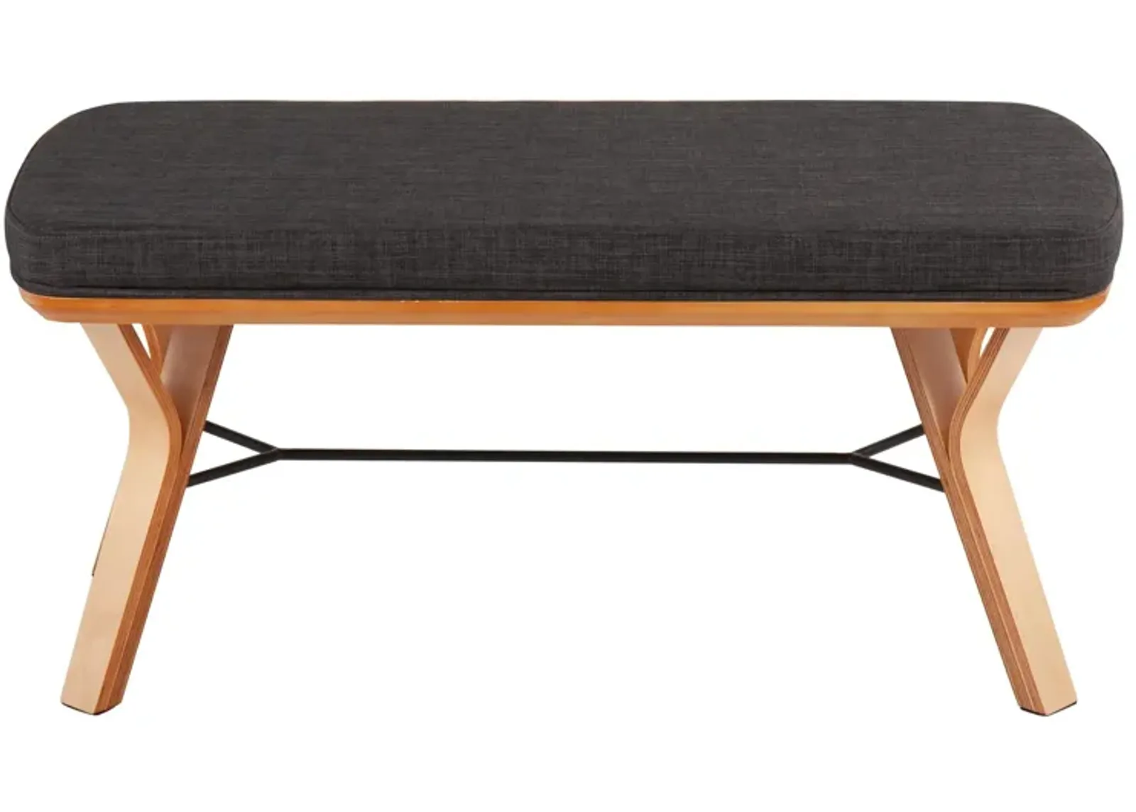 Folia Bench in Natural Wood, Charcoal Fabric by Lumisource