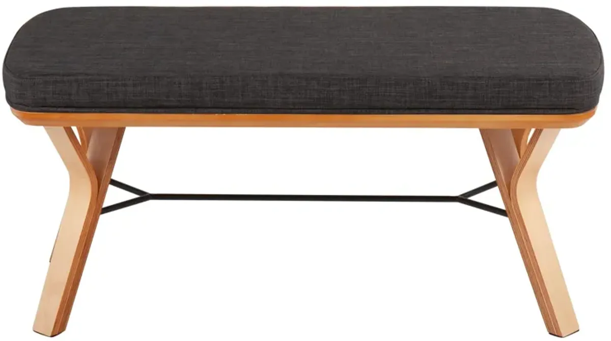 Folia Bench in Natural Wood, Charcoal Fabric by Lumisource