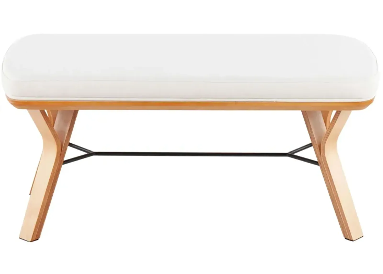 Folia Bench in Natural Wood, Cream Fabric by Lumisource