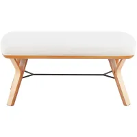 Folia Bench in Natural Wood, Cream Fabric by Lumisource