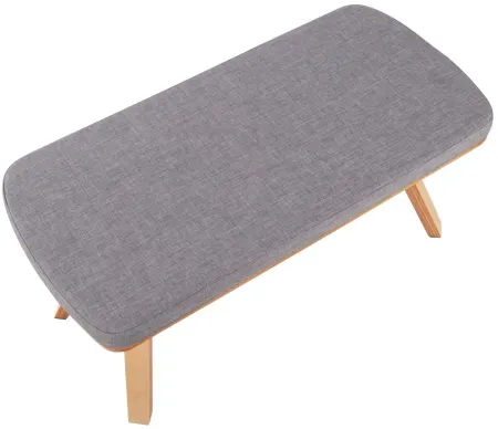 Folia Bench in Natural Wood, Light Grey Fabric by Lumisource