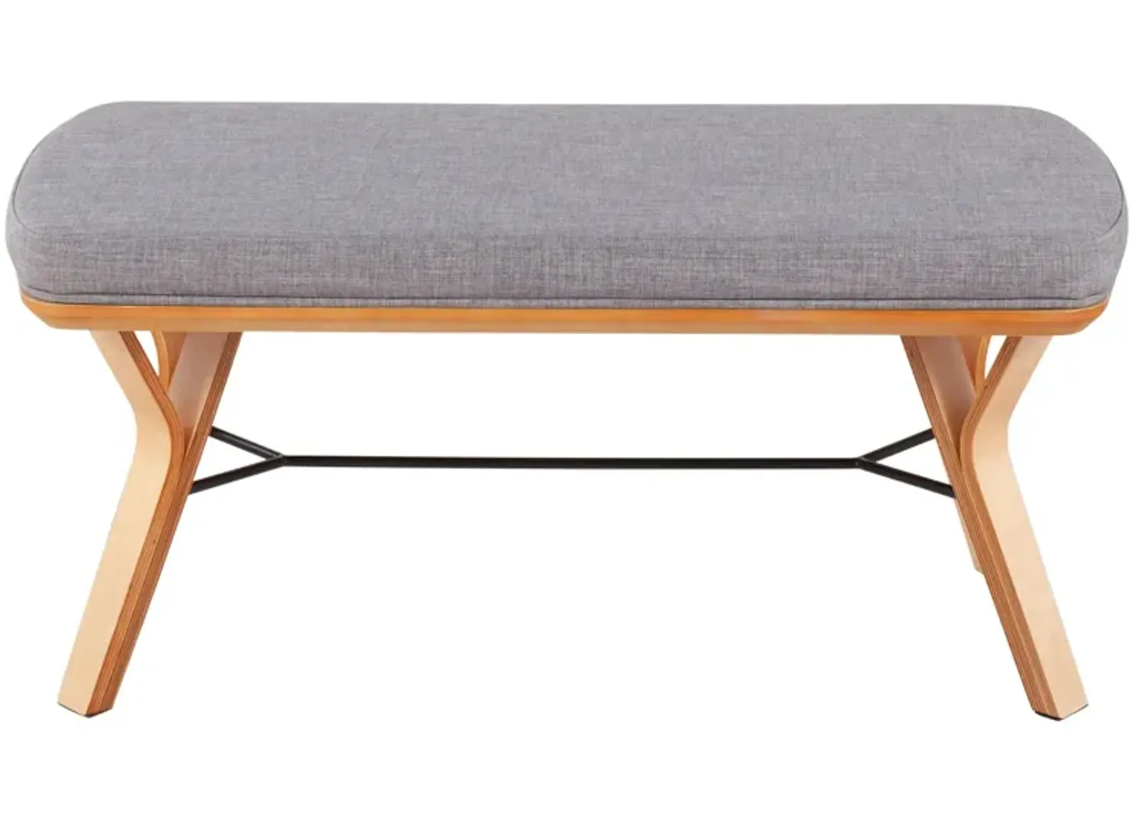 Folia Bench in Natural Wood, Light Grey Fabric by Lumisource