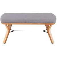 Folia Bench in Natural Wood, Light Grey Fabric by Lumisource