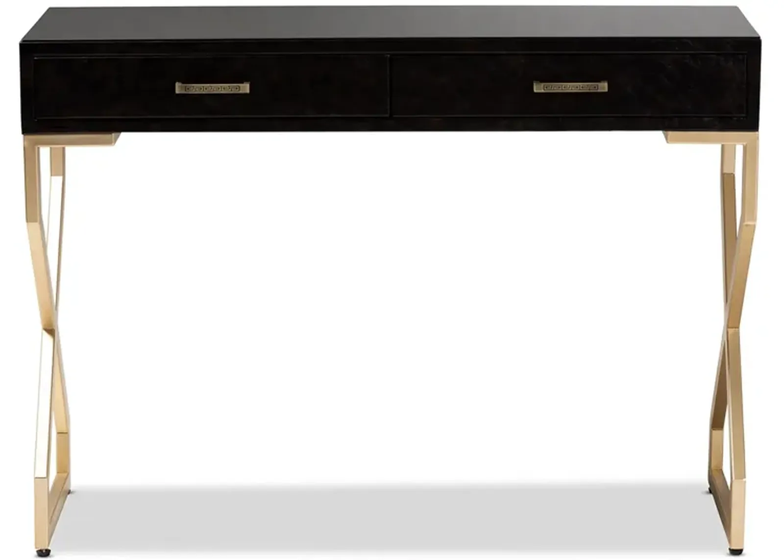 Carville 2-Drawer Console Table in Dark Brown/Gold by Wholesale Interiors