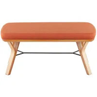 Folia Bench in Natural Wood, Orange Fabric by Lumisource