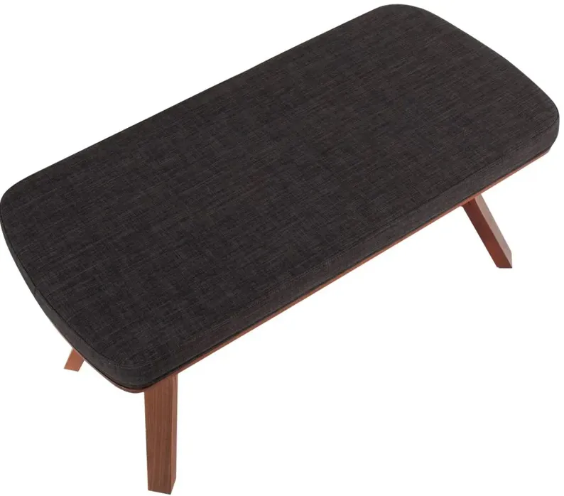 Folia Bench in Walnut Wood, Charcoal Fabric by Lumisource