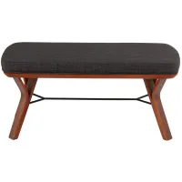 Folia Bench in Walnut Wood, Charcoal Fabric by Lumisource