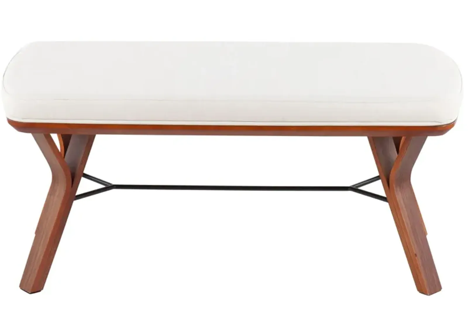 Folia Bench in Walnut Wood, Cream Fabric by Lumisource