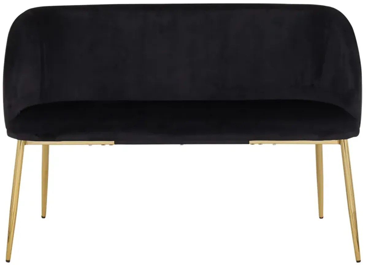 Fran Bench in Gold Steel, Black Velvet by Lumisource