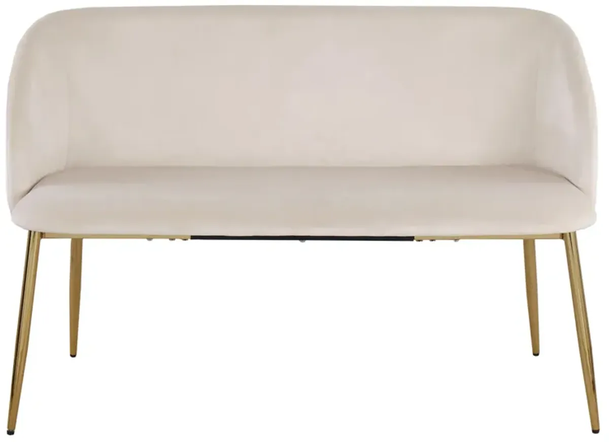 Fran Bench in Gold Steel, Cream Velvet by Lumisource