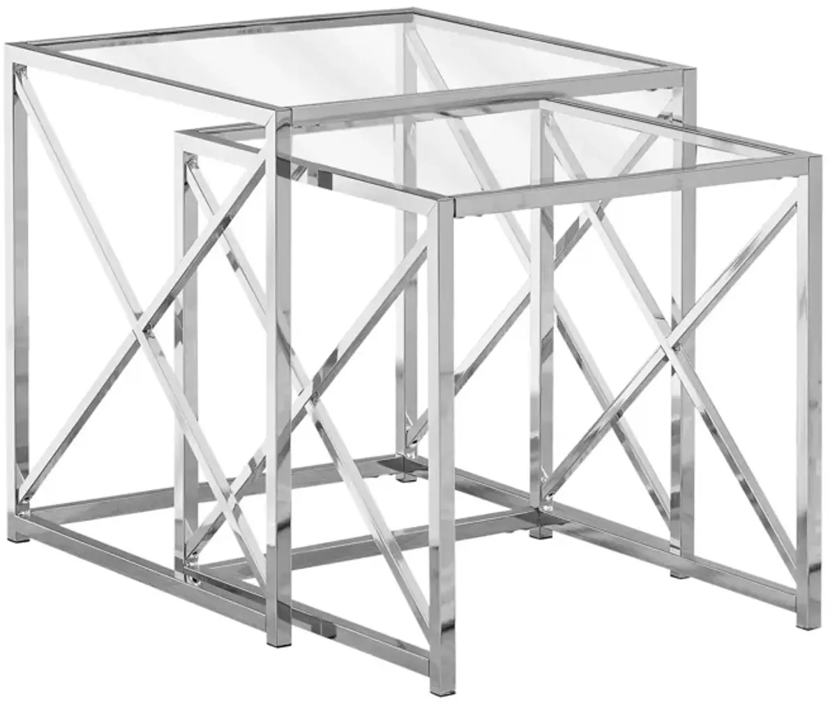 Monarch Specialties 2-pc. Nesting Tables in Chrome by Monarch Specialties