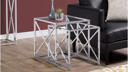 Monarch Specialties 2pc. Nesting Tables in Chrome by Monarch Specialties