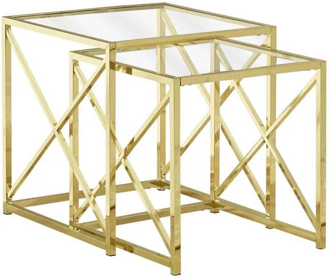 Monarch Specialties 2pc. Nesting Tables in Gold by Monarch Specialties