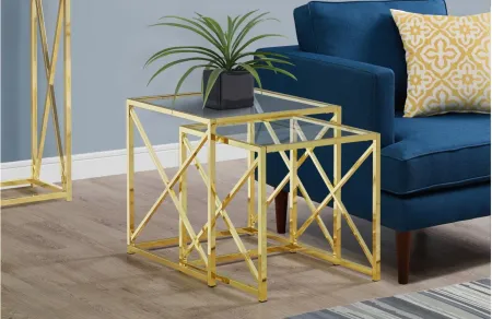 Monarch Specialties 2pc. Nesting Tables in Gold by Monarch Specialties