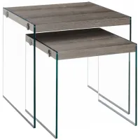 Monarch Specialties 2pc. Nesting Tables in Dark Taupe by Monarch Specialties