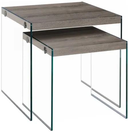 Monarch Specialties 2pc. Nesting Tables in Dark Taupe by Monarch Specialties