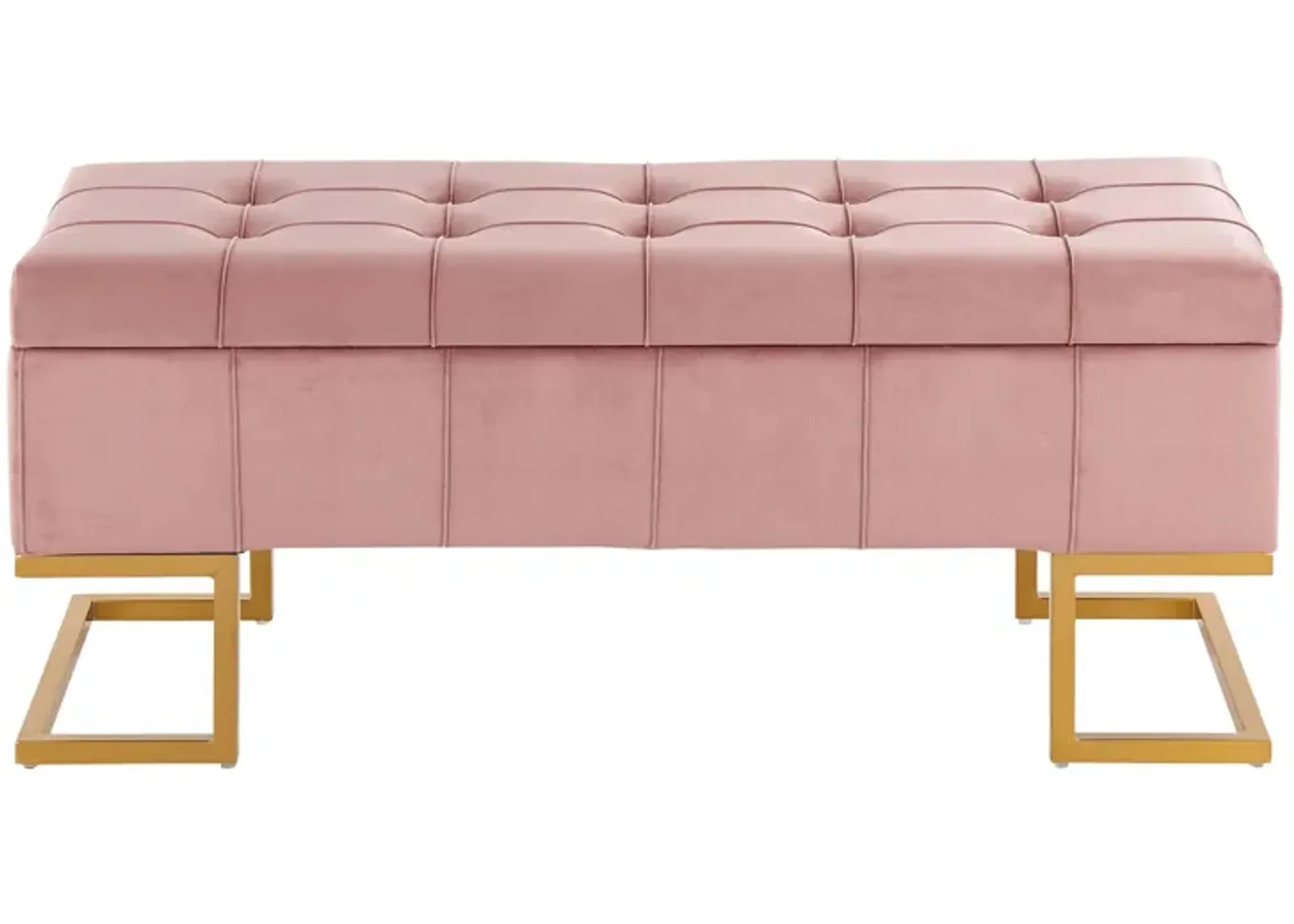 Midas Storage Bench in Gold Steel, Pink Velvet by Lumisource