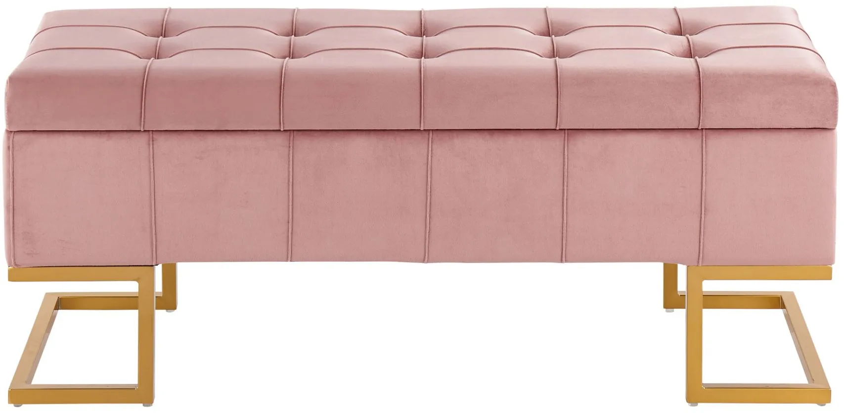Midas Storage Bench in Gold Steel, Pink Velvet by Lumisource