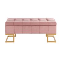 Midas Storage Bench in Gold Steel, Pink Velvet by Lumisource