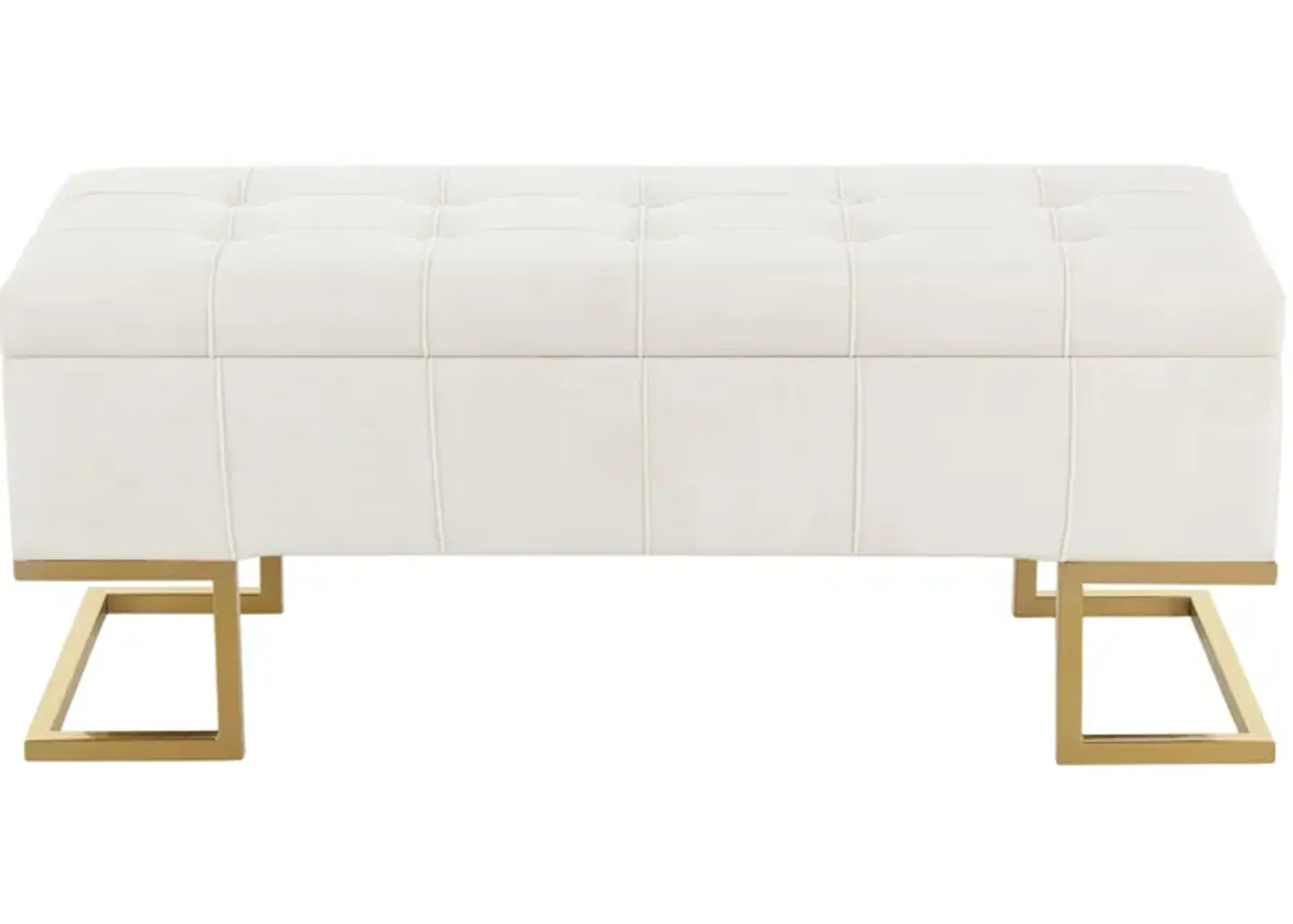 Midas Storage Bench in Gold Steel, White Velvet by Lumisource