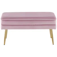 Neapolitan Storage Bench in Gold Steel, Blush Pink Velvet by Lumisource