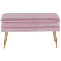 Neapolitan Storage Bench in Gold Steel, Blush Pink Velvet by Lumisource