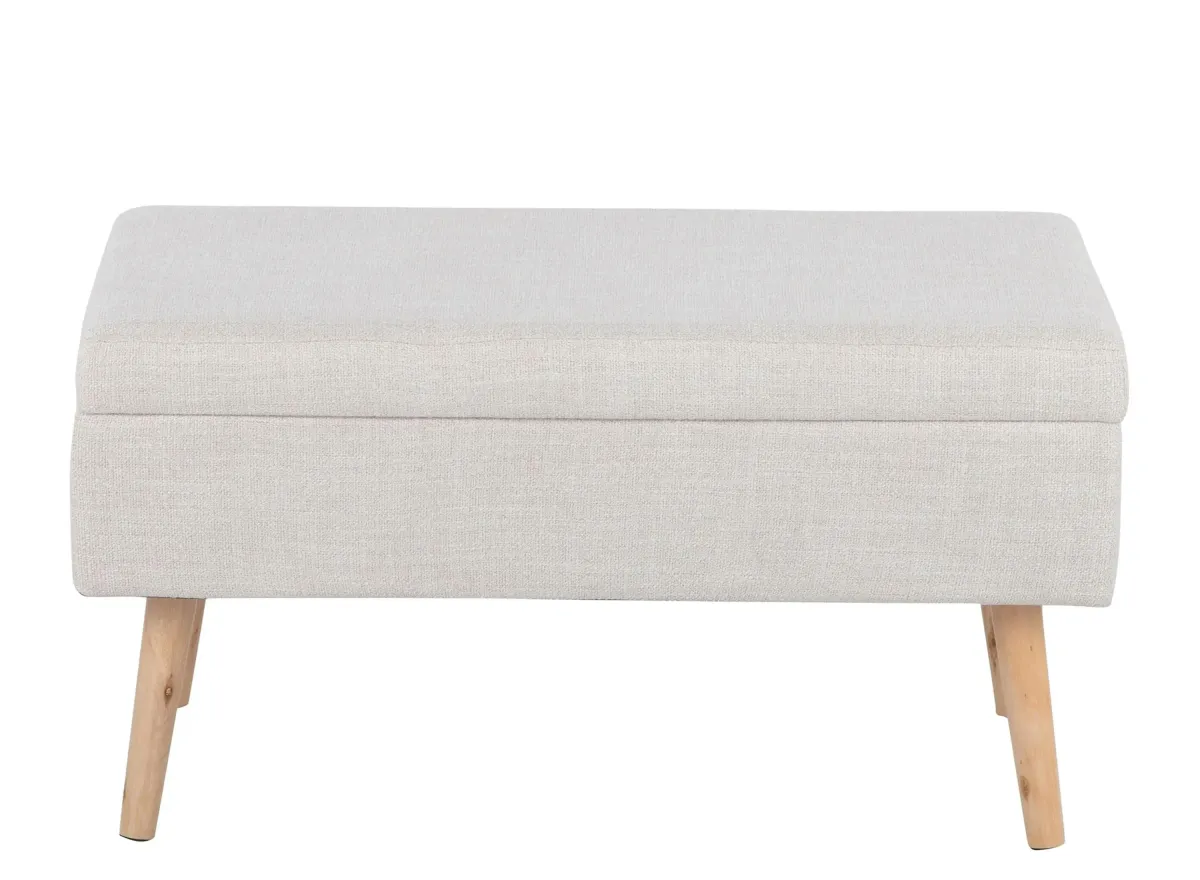 Nora Storage Bench in Natural Wood, Beige Fabric by Lumisource