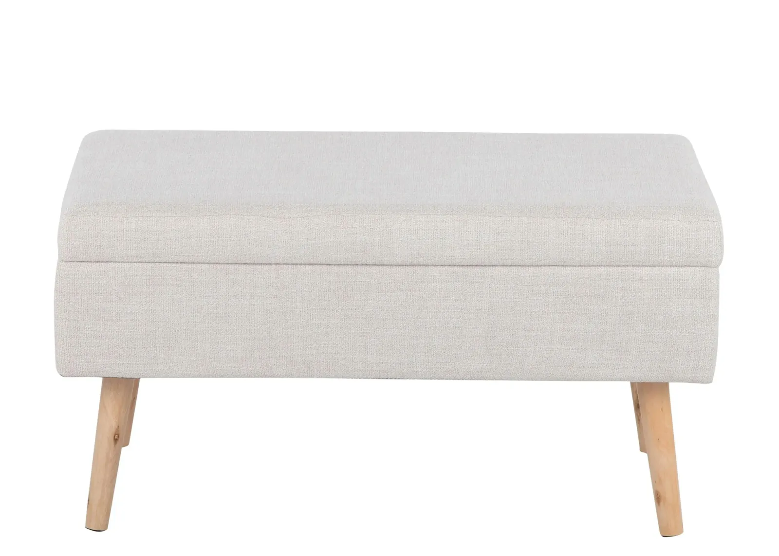 Nora Storage Bench in Natural Wood, Beige Fabric by Lumisource