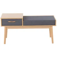 Telen Bench in Natural Wood, Grey Fabric by Lumisource