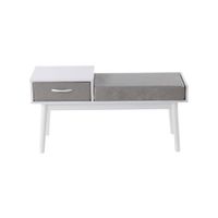 Telen Bench in White Wood, Grey Fabric by Lumisource