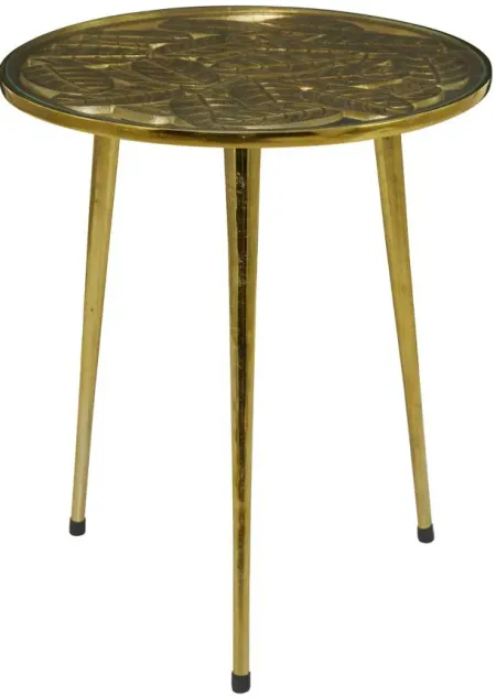 Ivy Collection Drum Accent Table in Gold by UMA Enterprises