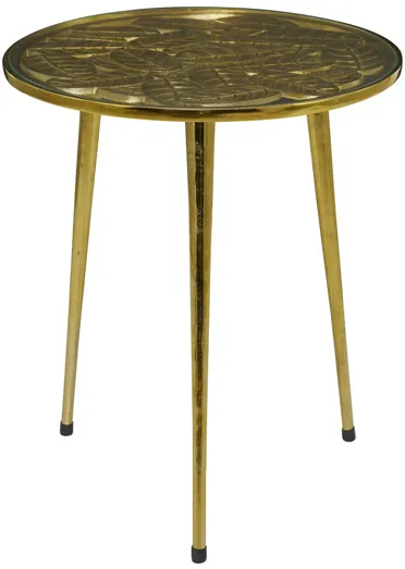 Ivy Collection Drum Accent Table in Gold by UMA Enterprises