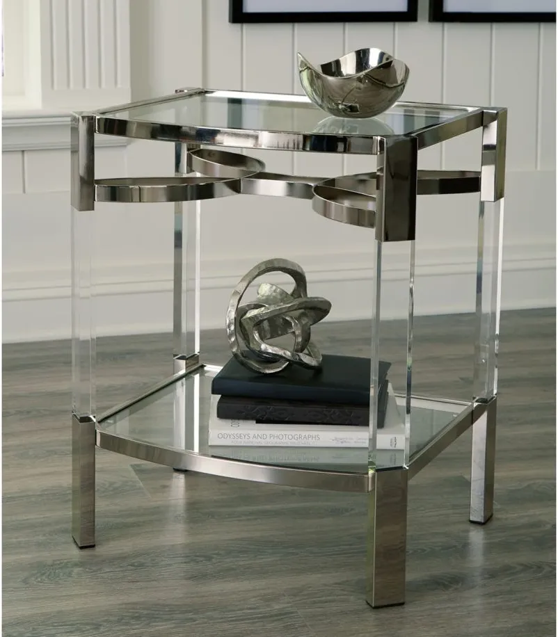 Metchek Accent Table in Clear/Silver by Ashley Express