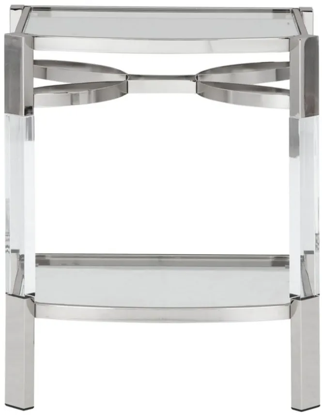 Metchek Accent Table in Clear/Silver by Ashley Express