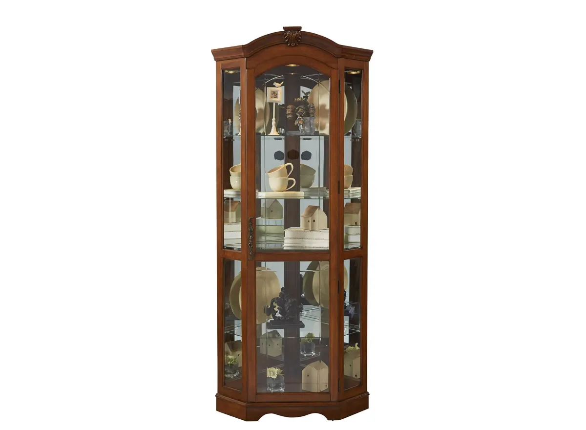 Pulaski Mirrored Corner Curio Cabinet in Brown by Bellanest.