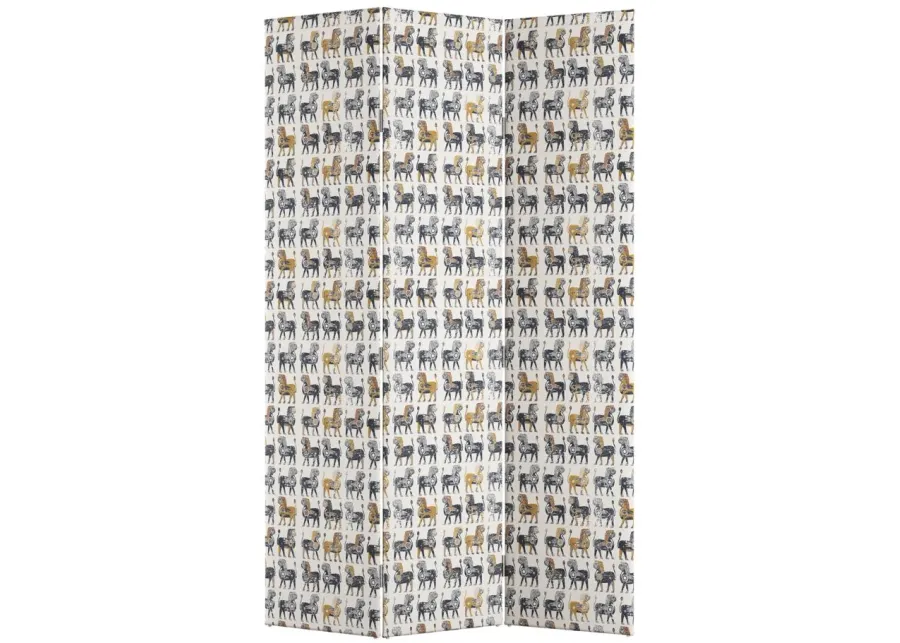 Bucharest Room Divider in Gray/Ivory/Blue/Gold by Skyline