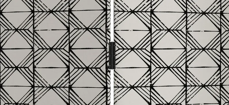 Bucharest Room Divider in Gray/Geometric Print/Black by Skyline