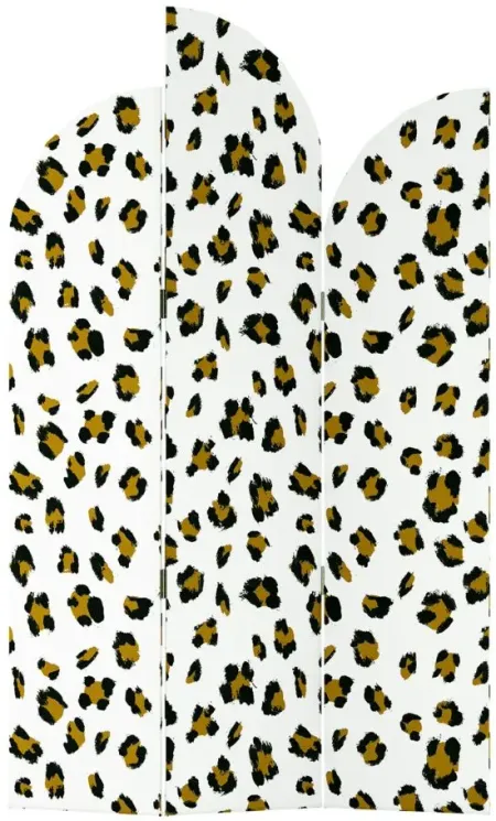 Kampala Room Divider in White/Snow Leopard Print/Brown/Black by Skyline