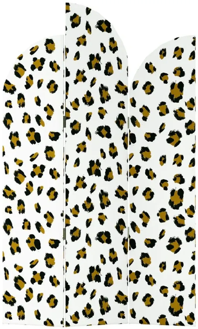 Kampala Room Divider in White/Snow Leopard Print/Brown/Black by Skyline