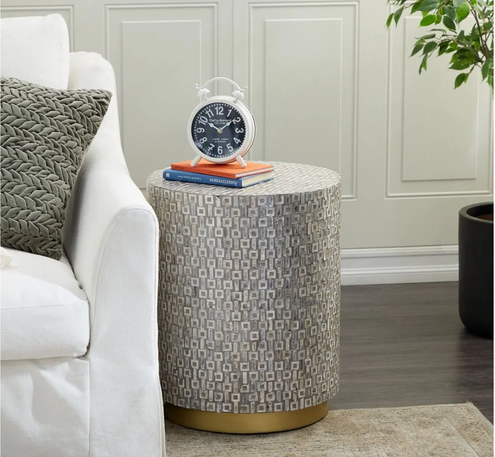 Ivy Collection Shell Accent Table in Gray by UMA Enterprises