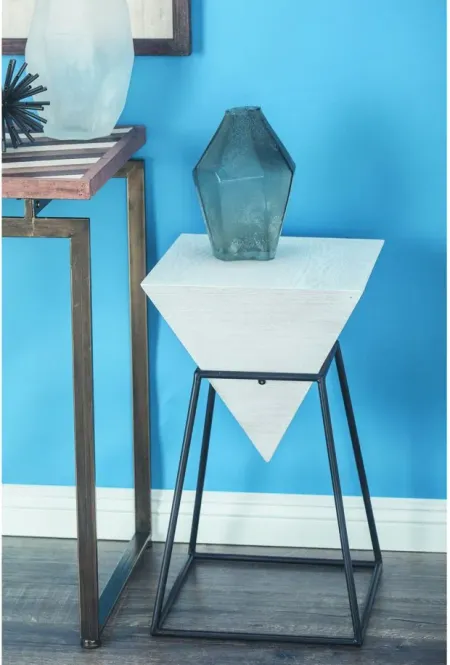 Ivy Collection Pyramid Accent Table in White by UMA Enterprises
