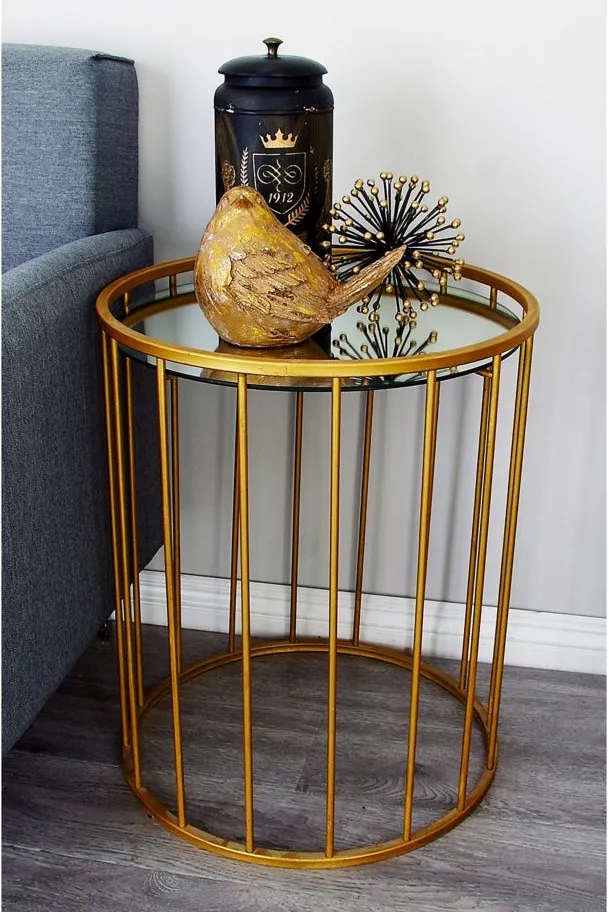 Ivy Collection Barrel Accent Table -3pc. in Gold by UMA Enterprises