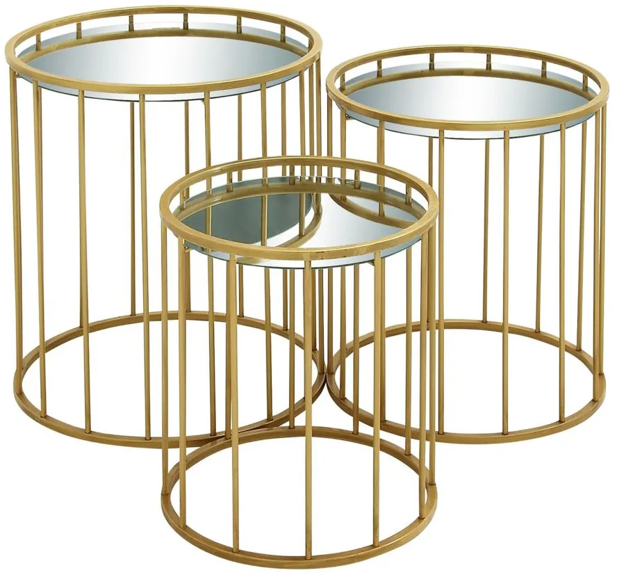 Ivy Collection Barrel Accent Table -3pc. in Gold by UMA Enterprises