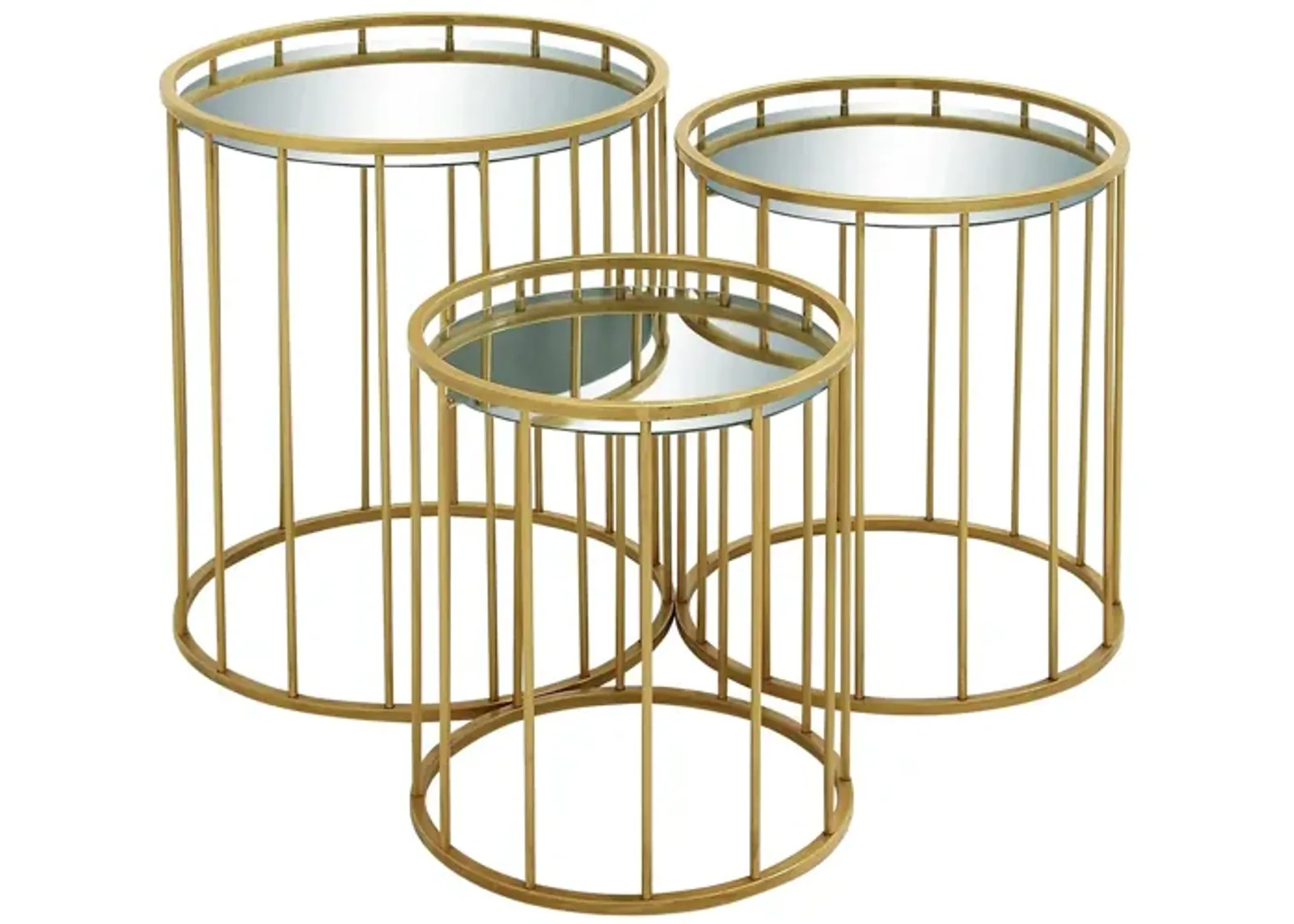 Ivy Collection Barrel Accent Table 3-pc. in Gold by UMA Enterprises