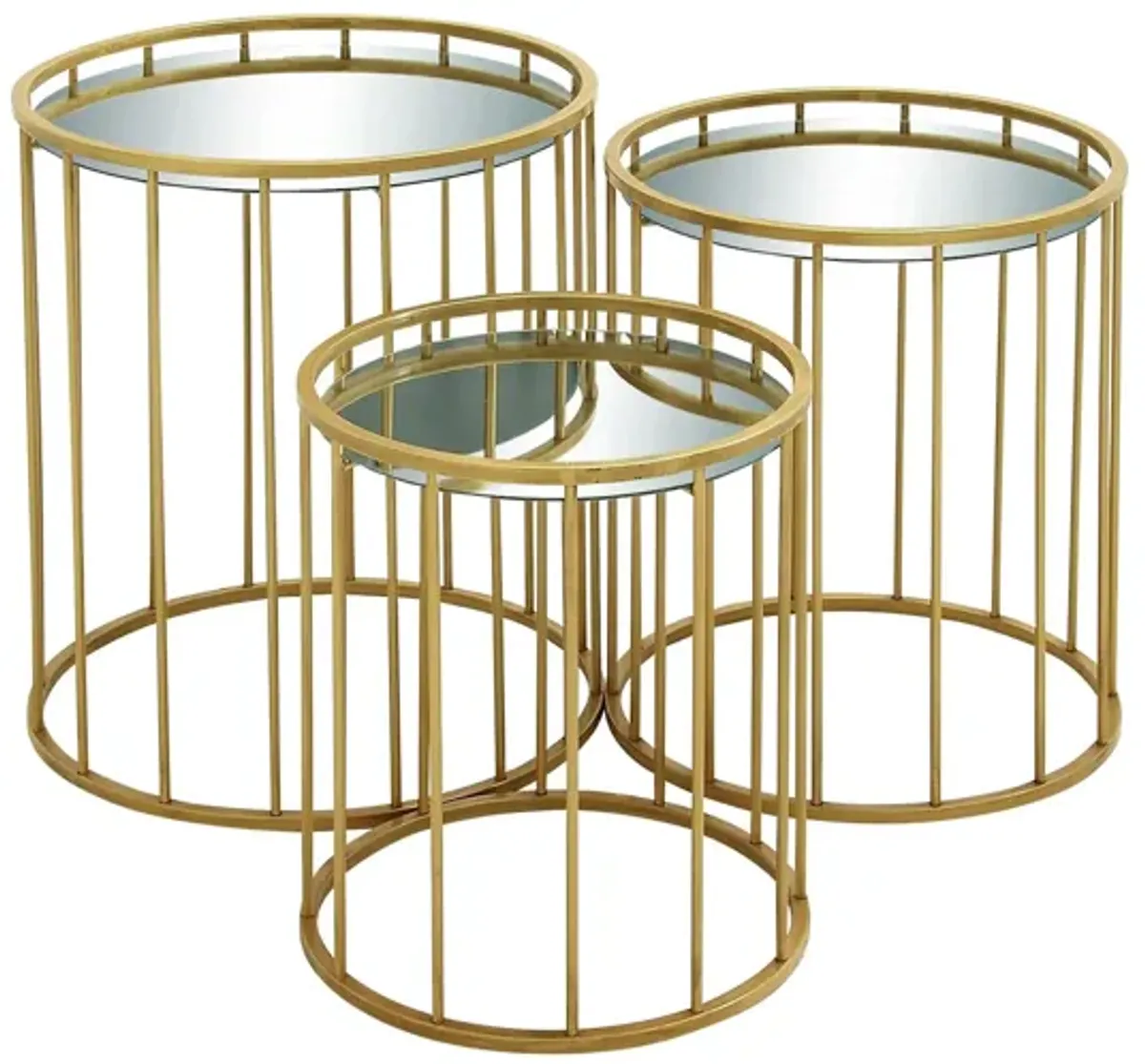 Ivy Collection Barrel Accent Table 3-pc. in Gold by UMA Enterprises