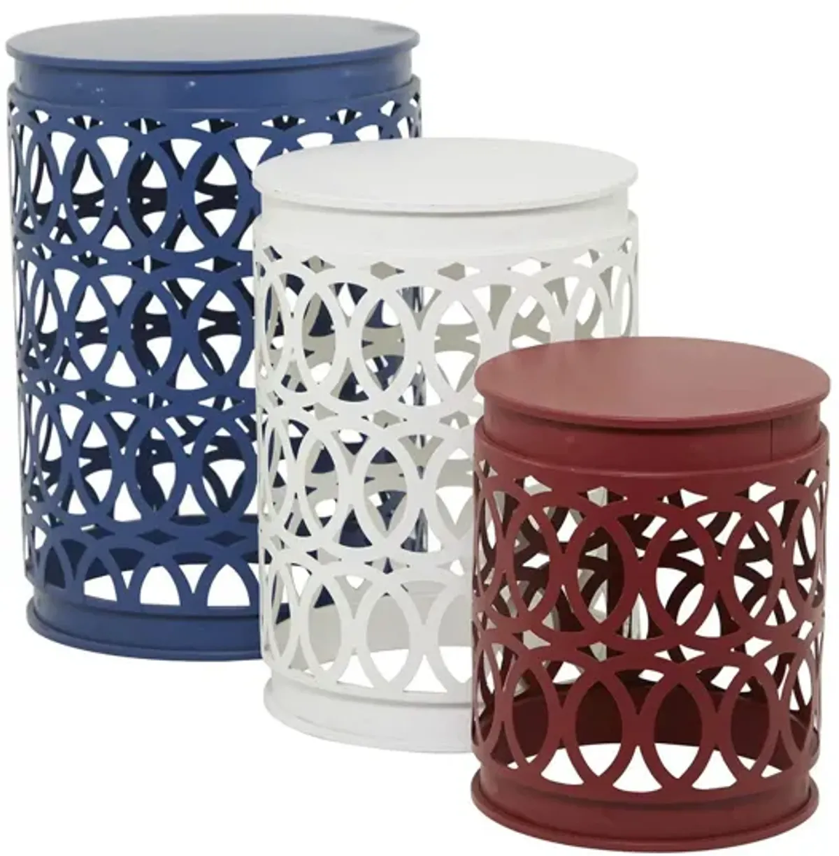 Ivy Collection Barrel Accent Table 3-pc. in Multi Colored by UMA Enterprises