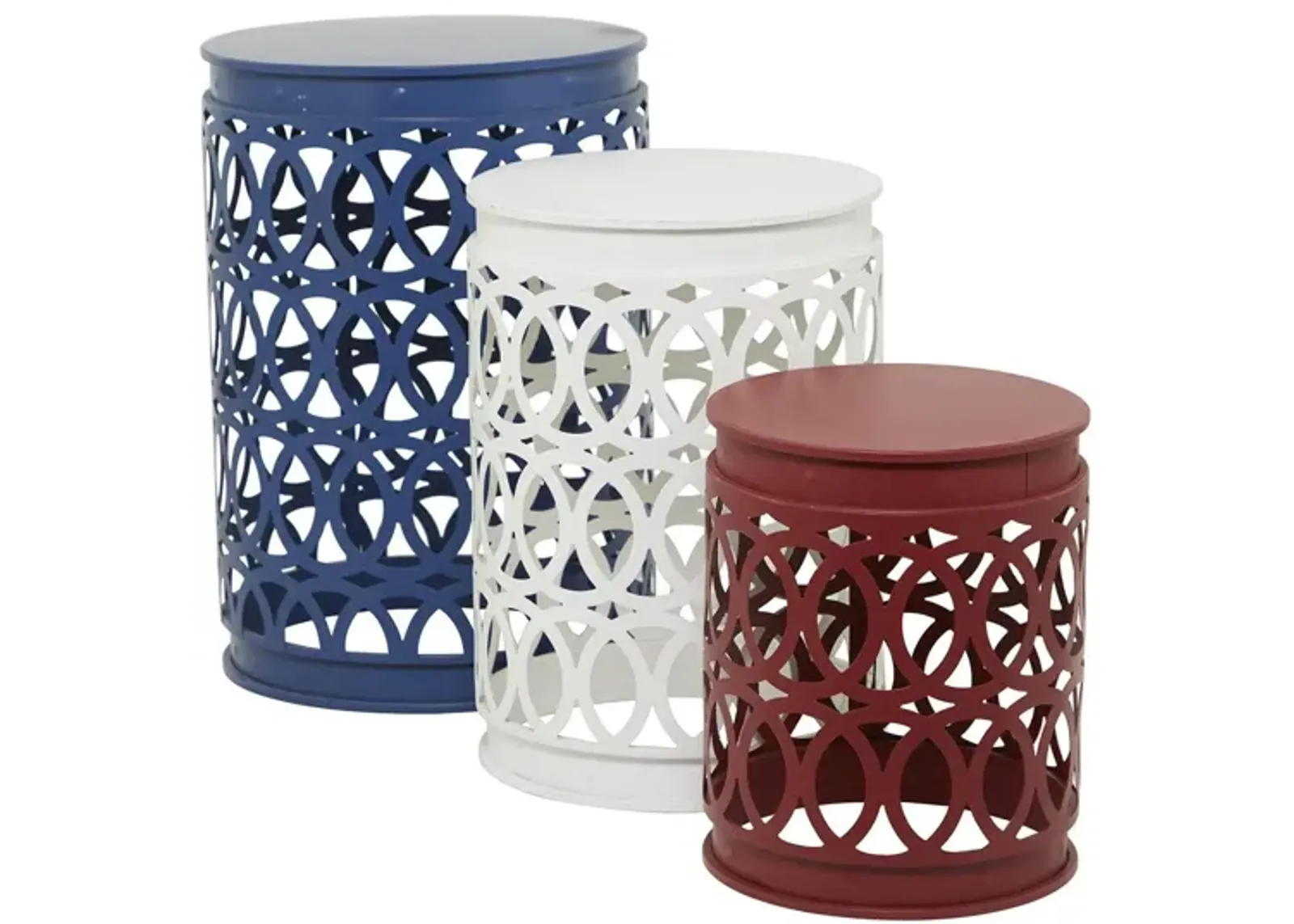 Ivy Collection Barrel Accent Table 3-pc. in Multi Colored by UMA Enterprises